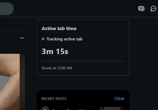 Screenshot of Reddit Daily Usage Timer